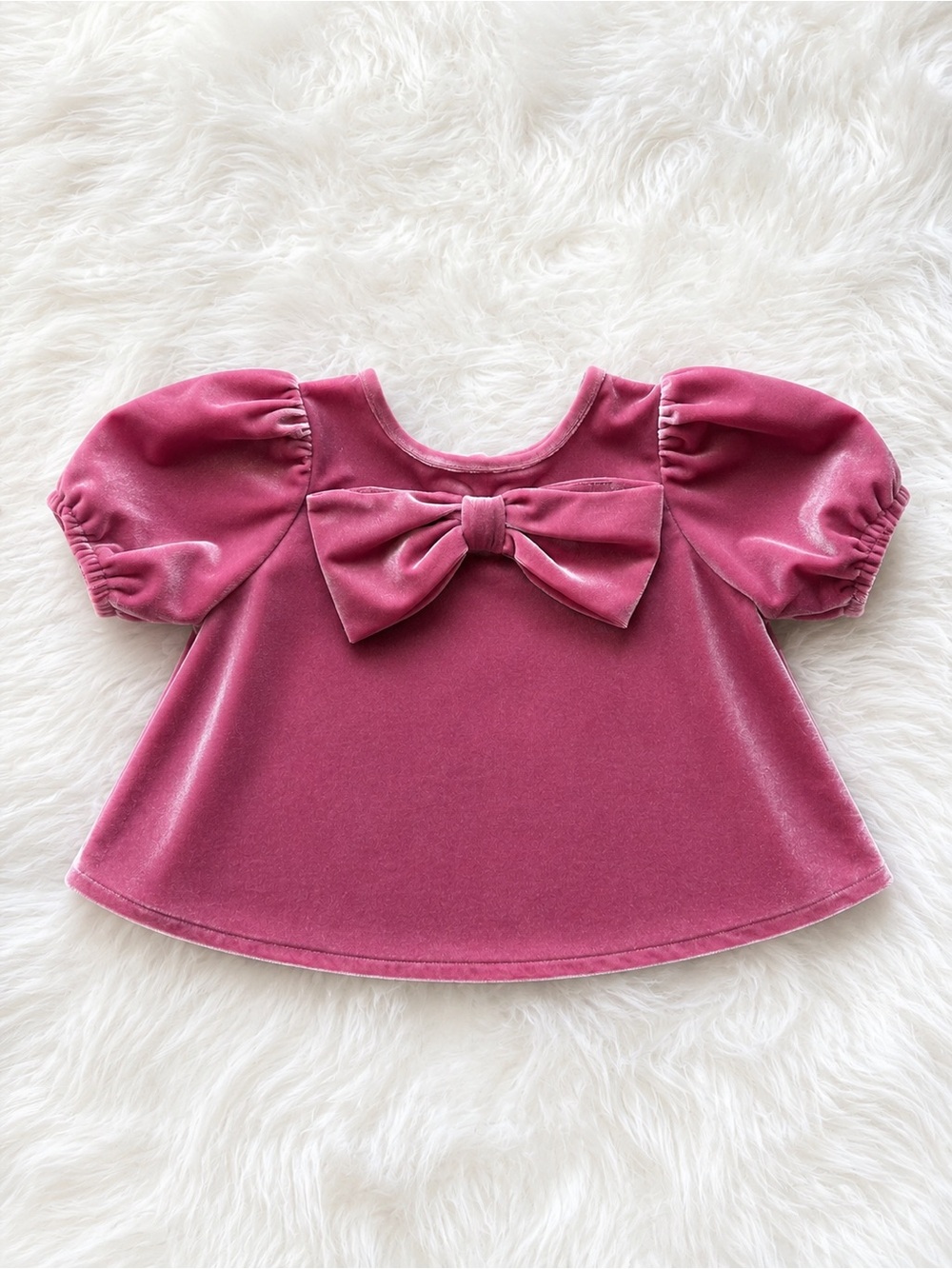 Old Navy Velvet Puff-Sleeve Top with Bow - Rose